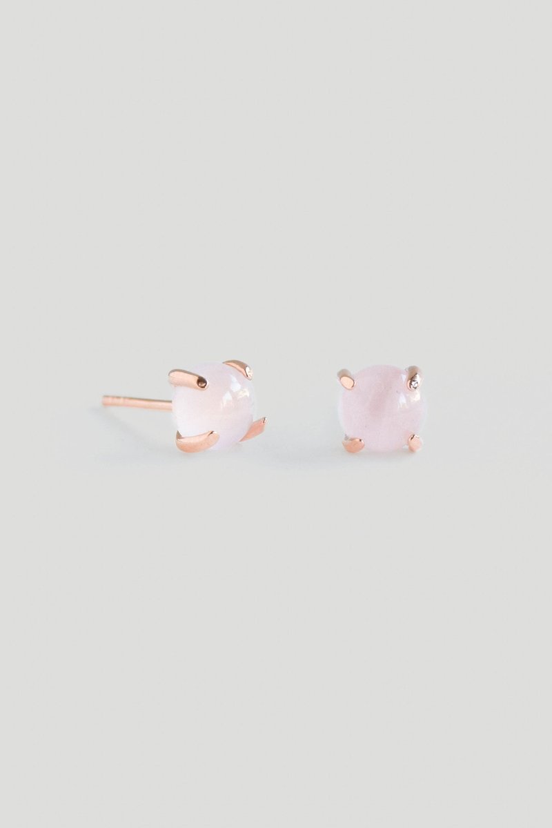 Basic Rose Gold Ear Studs with Rose Quartz