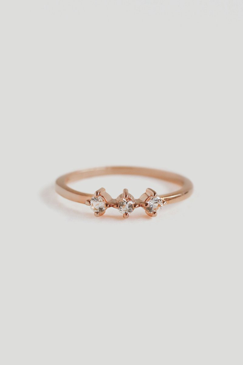 Mae Rose Gold Ring with White Topaz