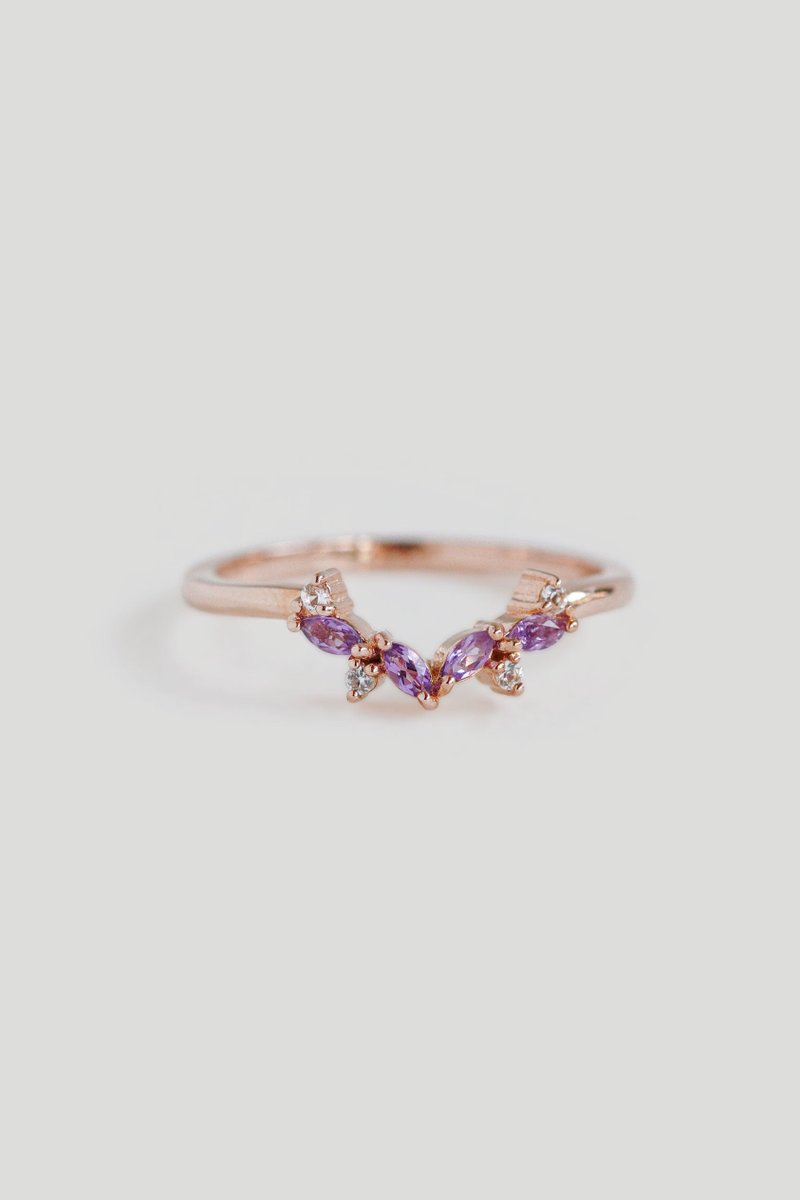 Myra Rose Gold Ring with Amethyst