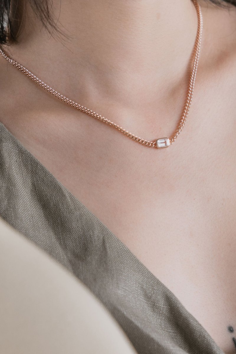 1940 Rose Gold Necklace with White Topaz