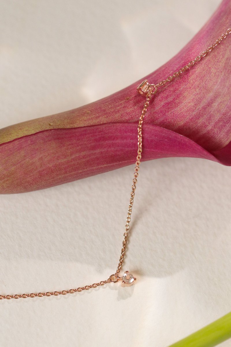 Mae Rose Gold Necklace with White Topaz