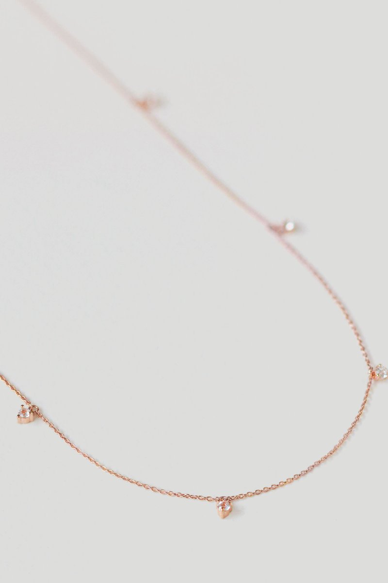 Mae Rose Gold Necklace with White Topaz