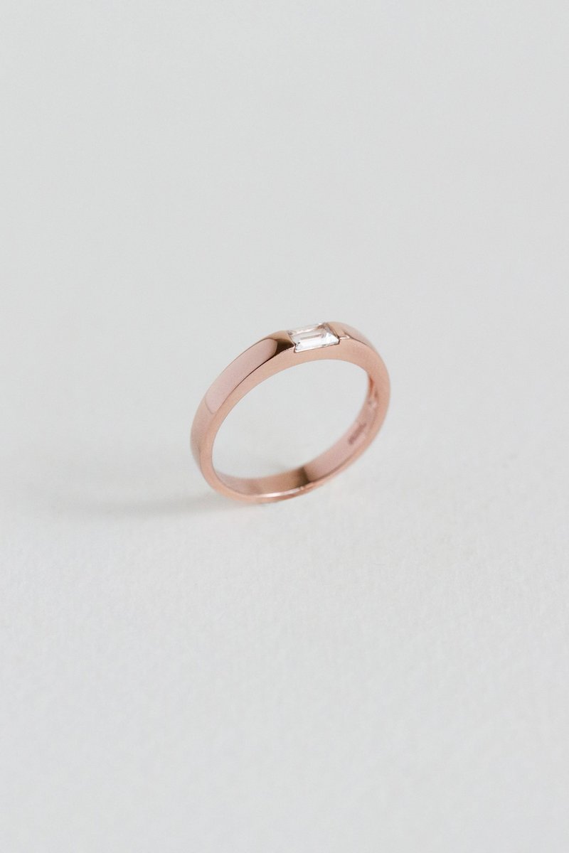 Deco Rose Gold Ring with White Topaz