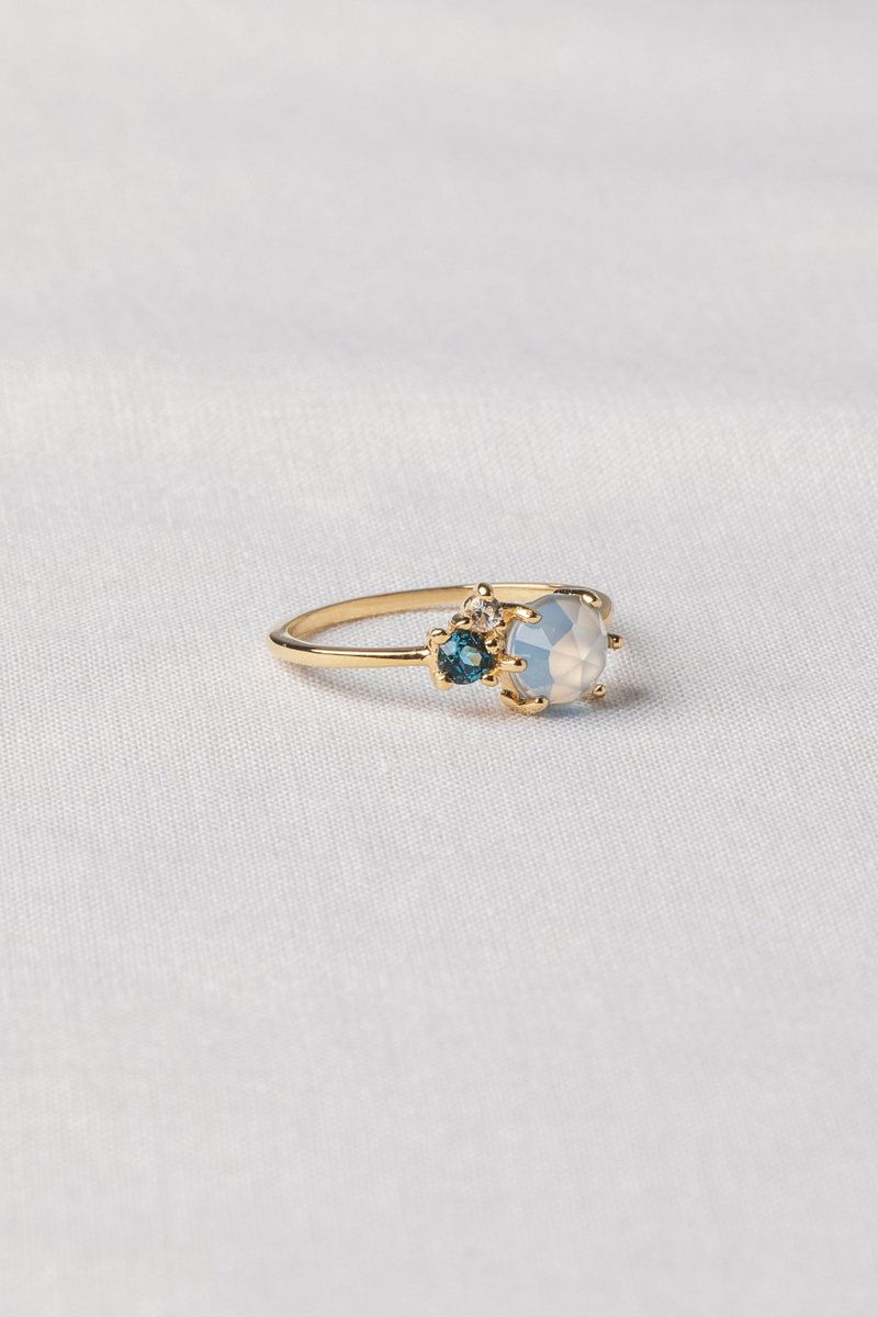 Jayne Gold Ring with Blue Chalcedony