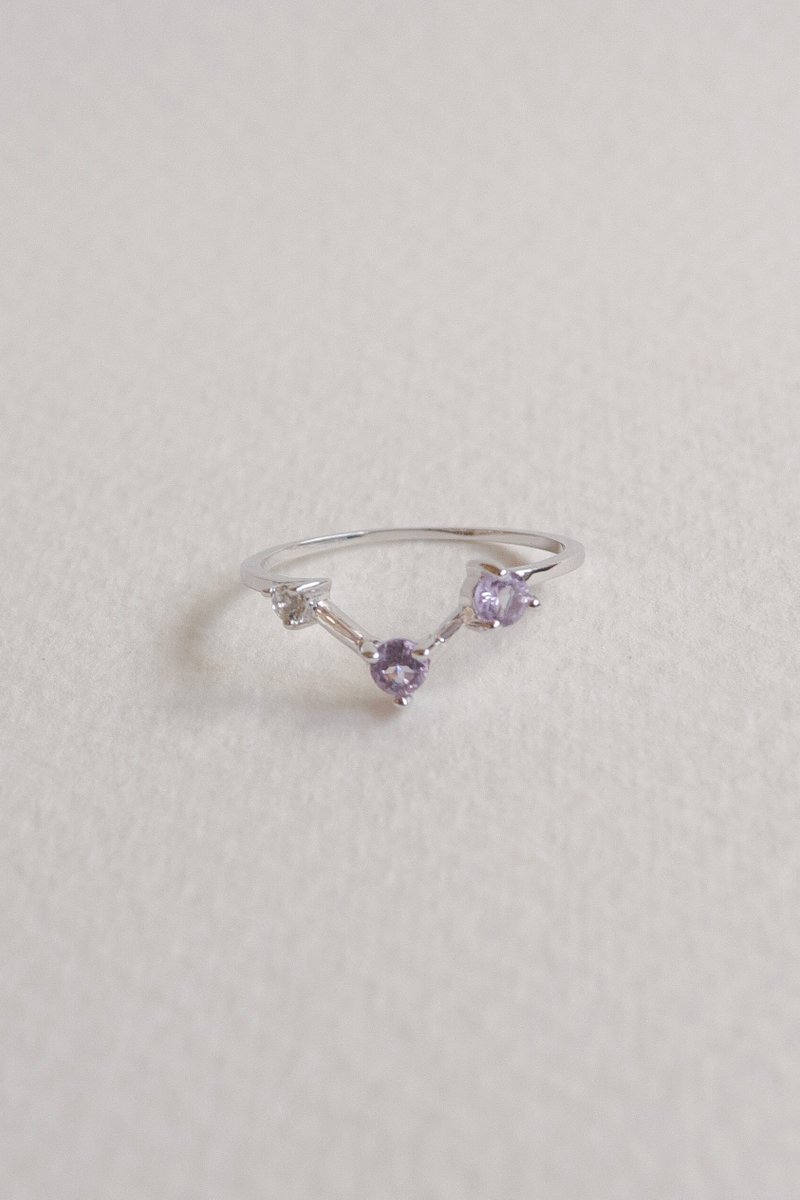Joelle Silver Ring with Pink Amethyst