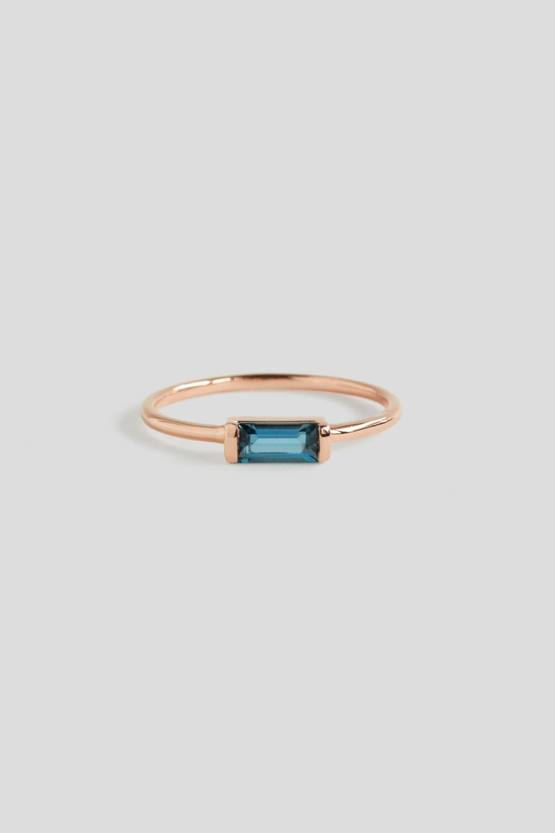Joni Rose Gold Ring with London Blue Topaz
