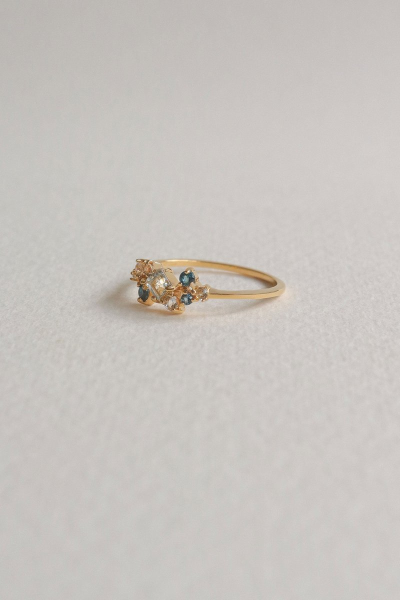 Kara Gold Ring with Sky Blue Topaz
