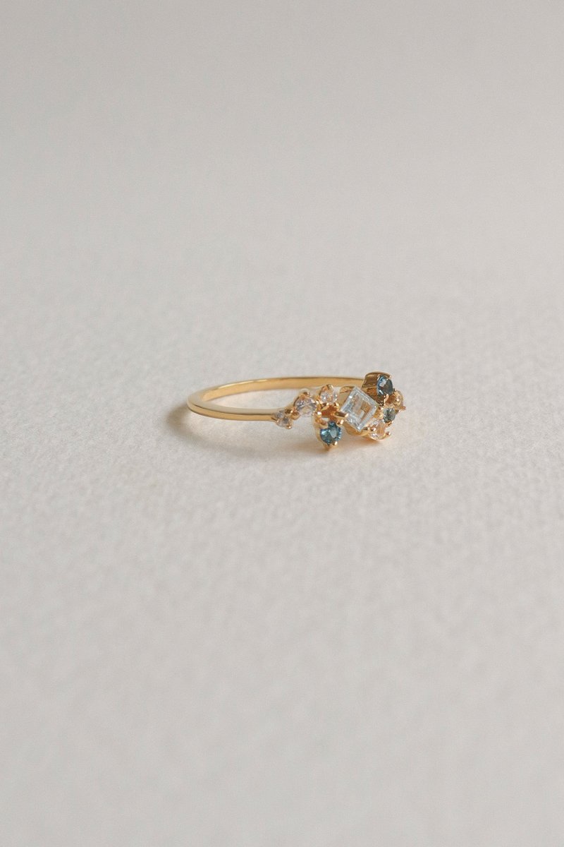Kara Gold Ring with Sky Blue Topaz