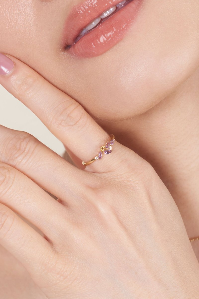 Marcella Gold Ring with Amethyst