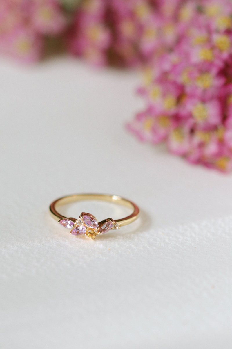 Marcella Gold Ring with Amethyst