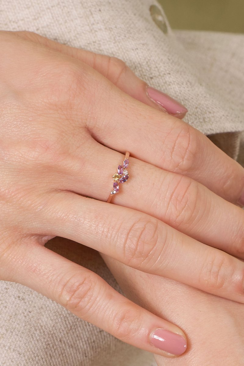 Marcella Rose Gold Ring with Amethyst