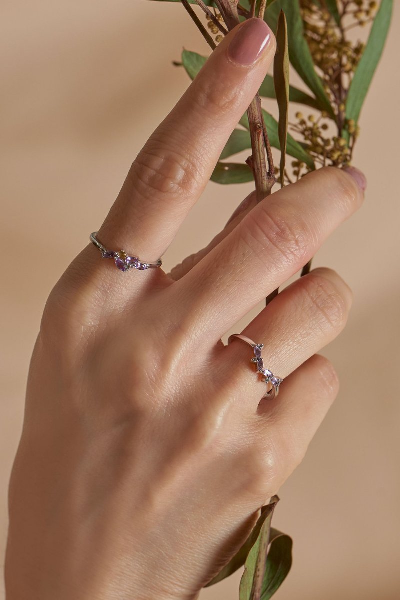 Marcella Silver Ring with Amethyst
