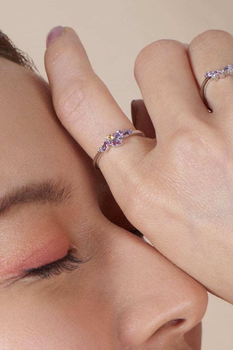 Marcella Silver Ring with Amethyst
