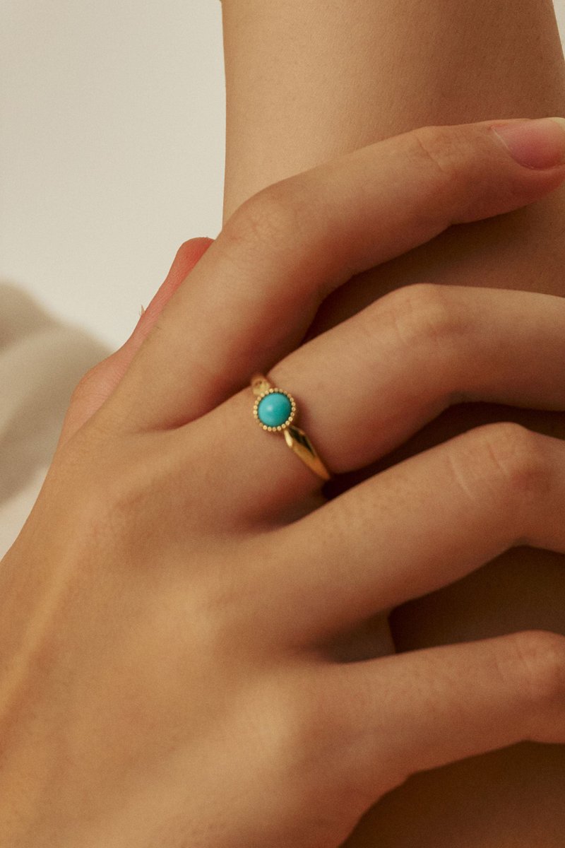 Nyssa Gold Ring with Blue Turquoise