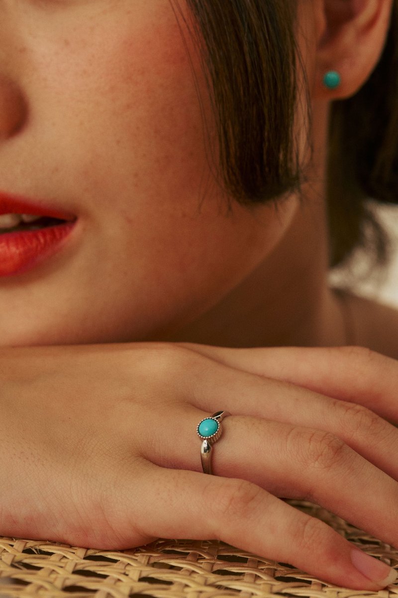 Nyssa Silver Ring with Blue Turquoise