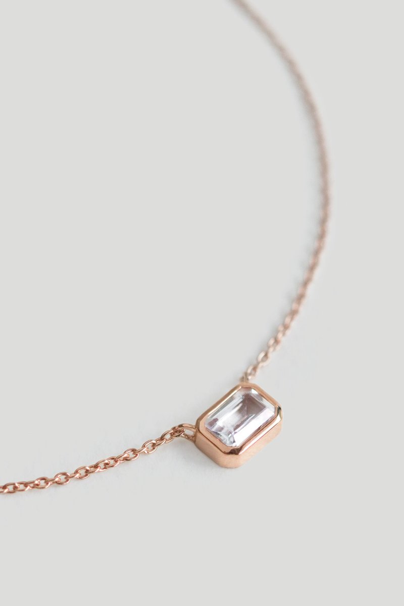 1945 Rose Gold Necklace with White Topaz
