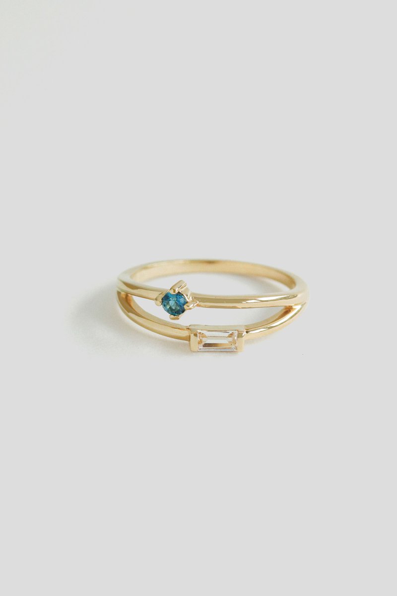 Duet Gold Ring with London Blue Topaz