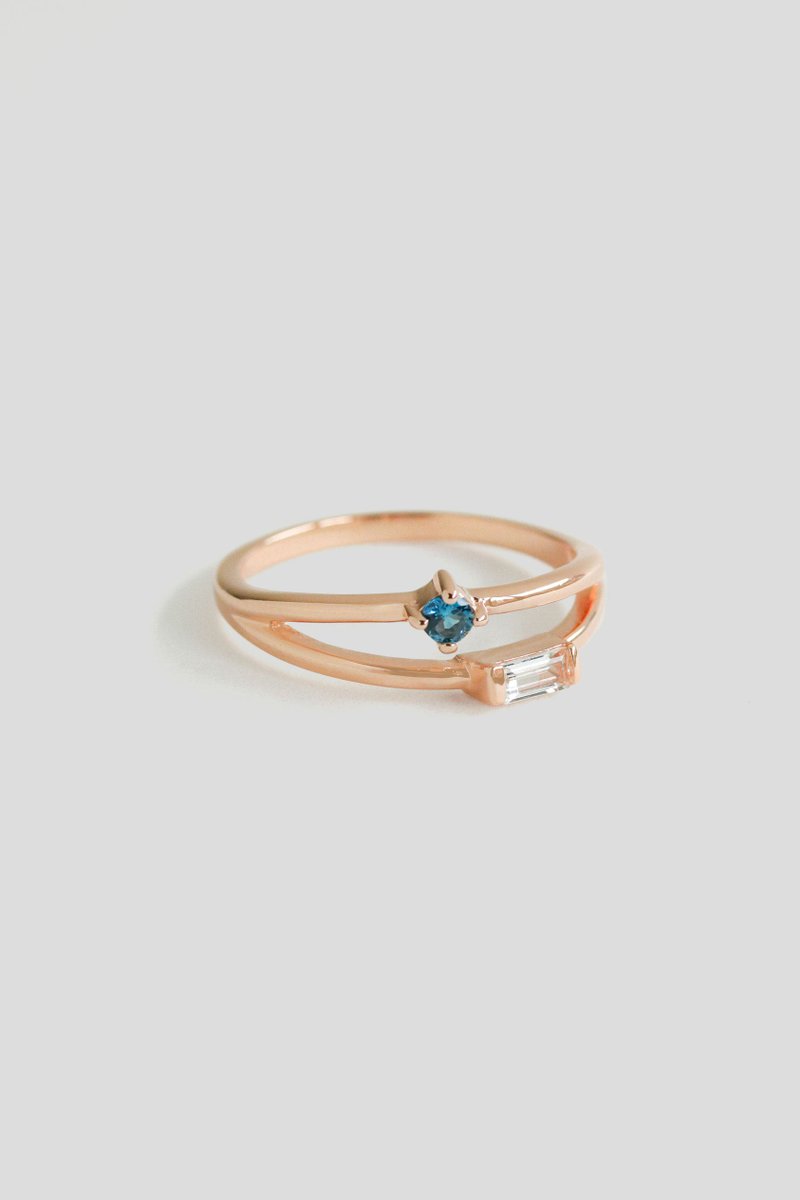 Duet Rose Gold Ring with London Blue Topaz