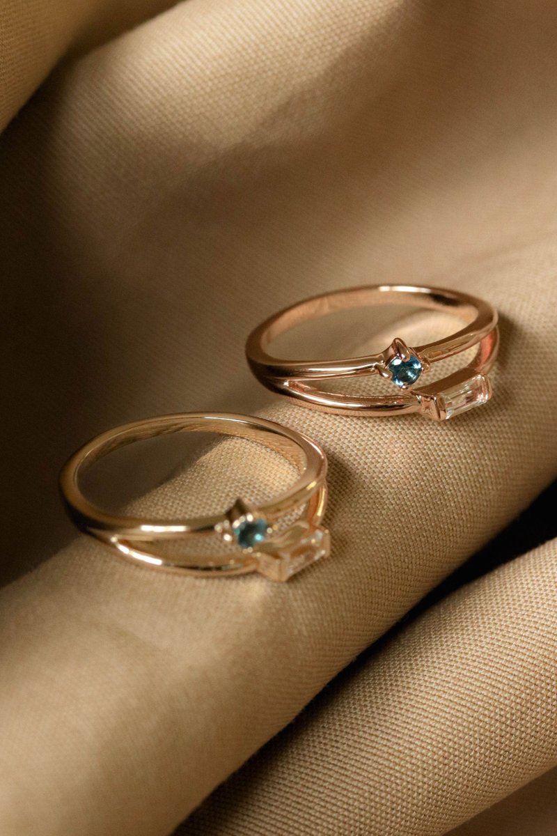 Duet Rose Gold Ring with London Blue Topaz