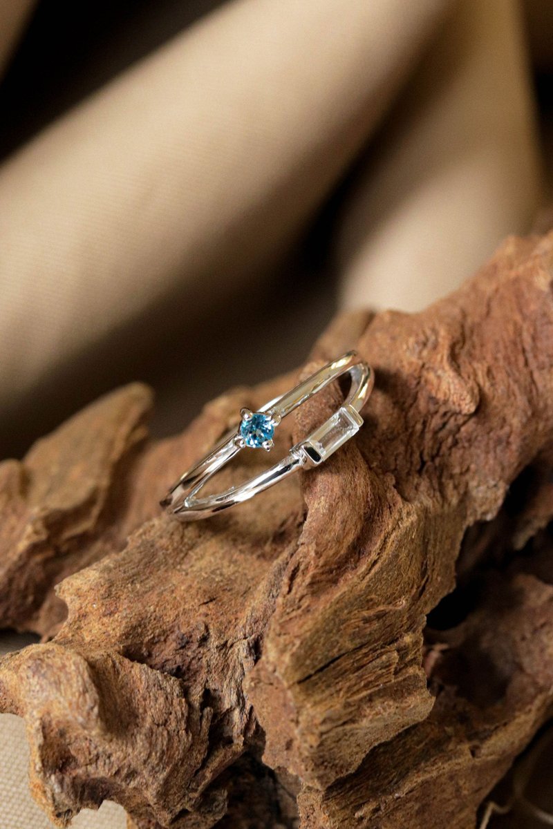 Duet Silver Ring with London Blue Topaz