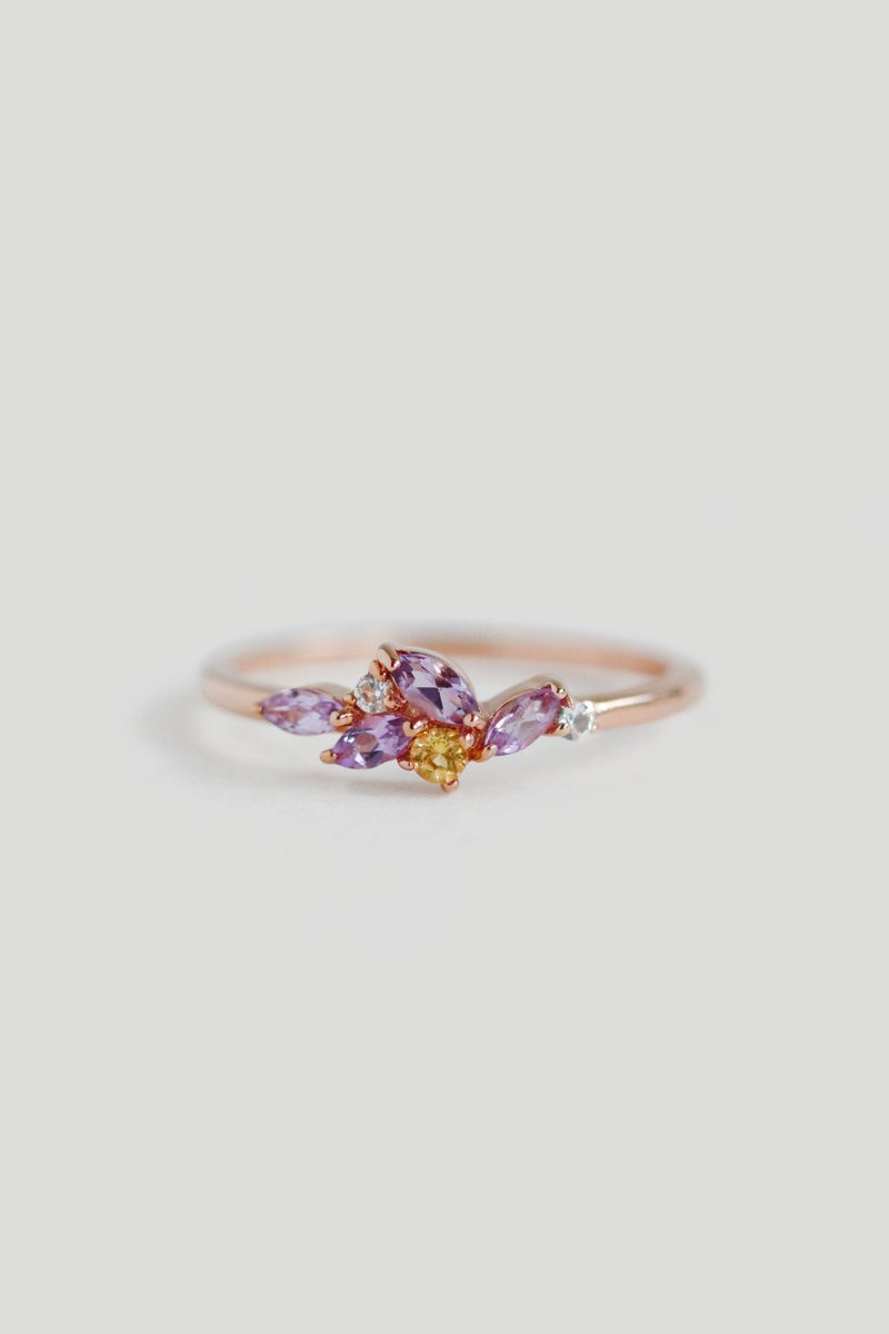 Marcella Rose Gold Ring with Amethyst