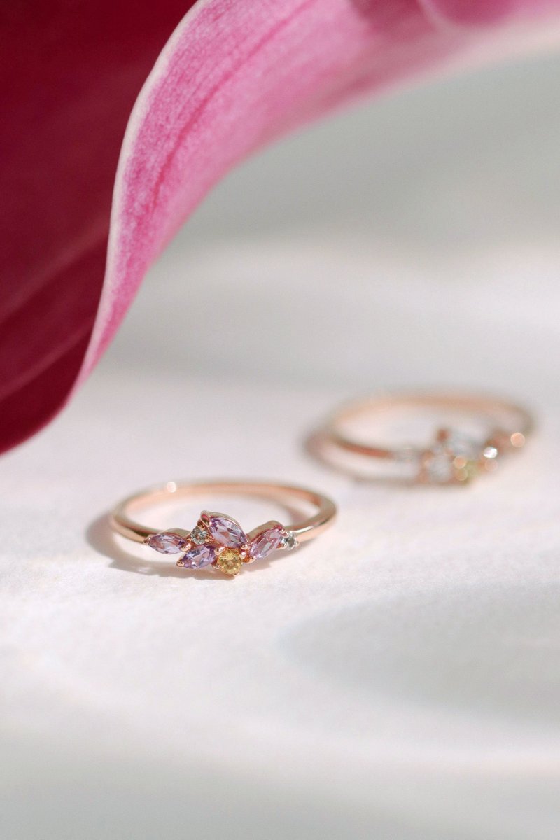 Marcella Rose Gold Ring with Amethyst