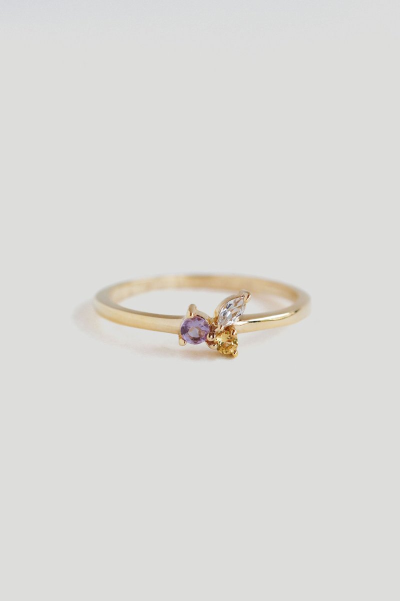 Marie Gold Ring with Amethyst