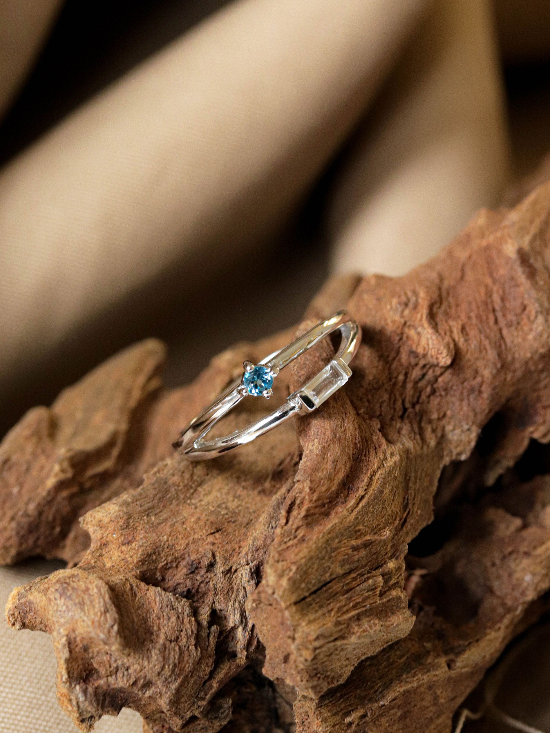 Duet Rings silver duet ring with london blue topaz