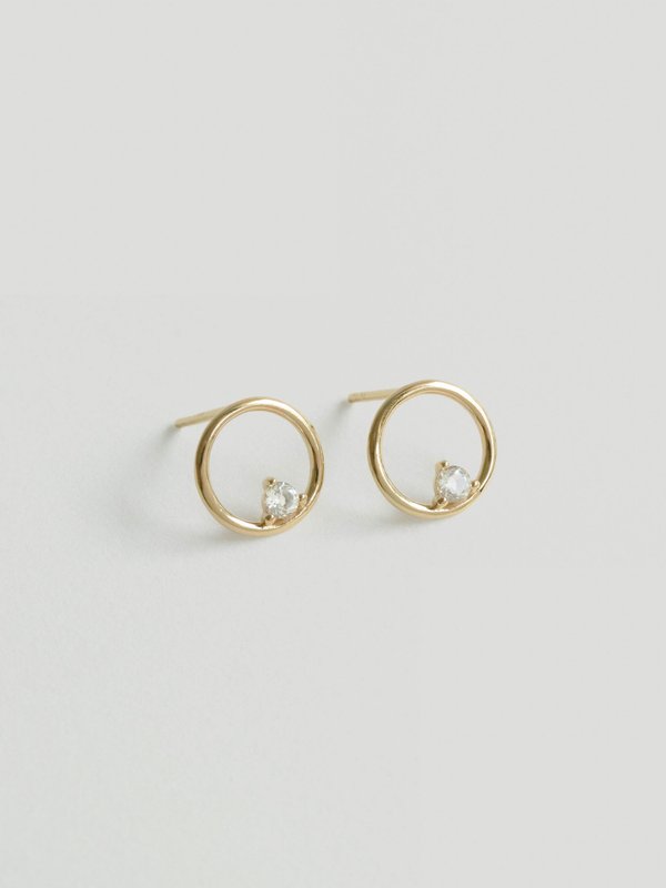 Bri Ear Studs - White Topaz in Champagne Gold