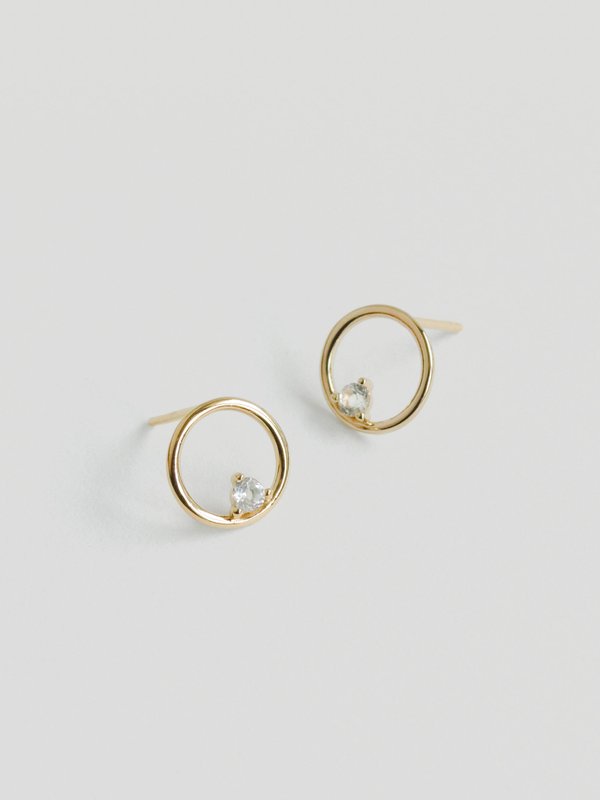 Bri Ear Studs - White Topaz in Champagne Gold
