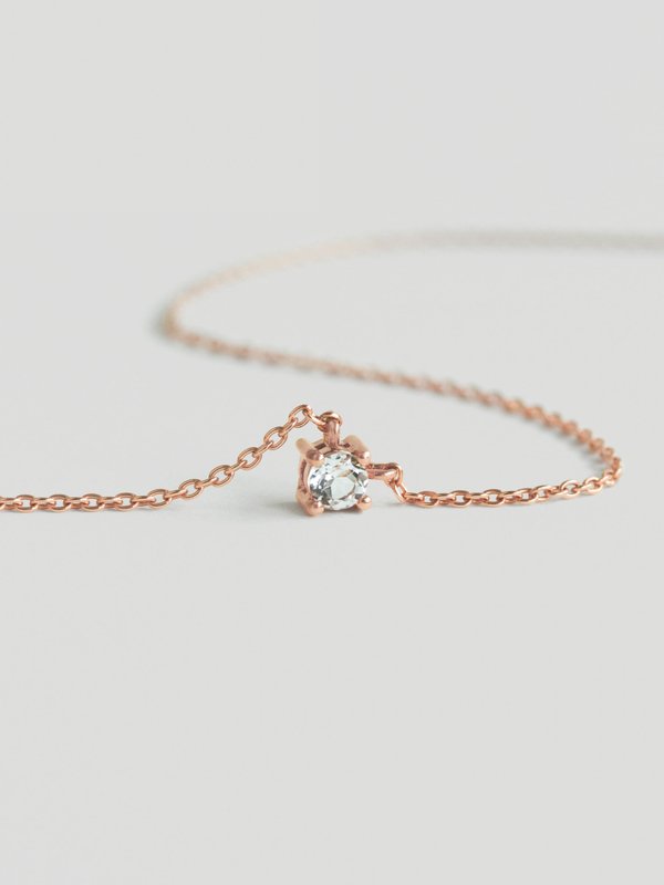 Dew Necklace - White Topaz in Rose Gold 