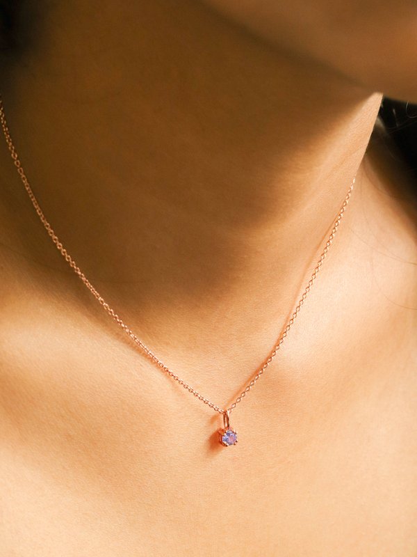 Dime Necklace - Tanzanite in Rose Gold