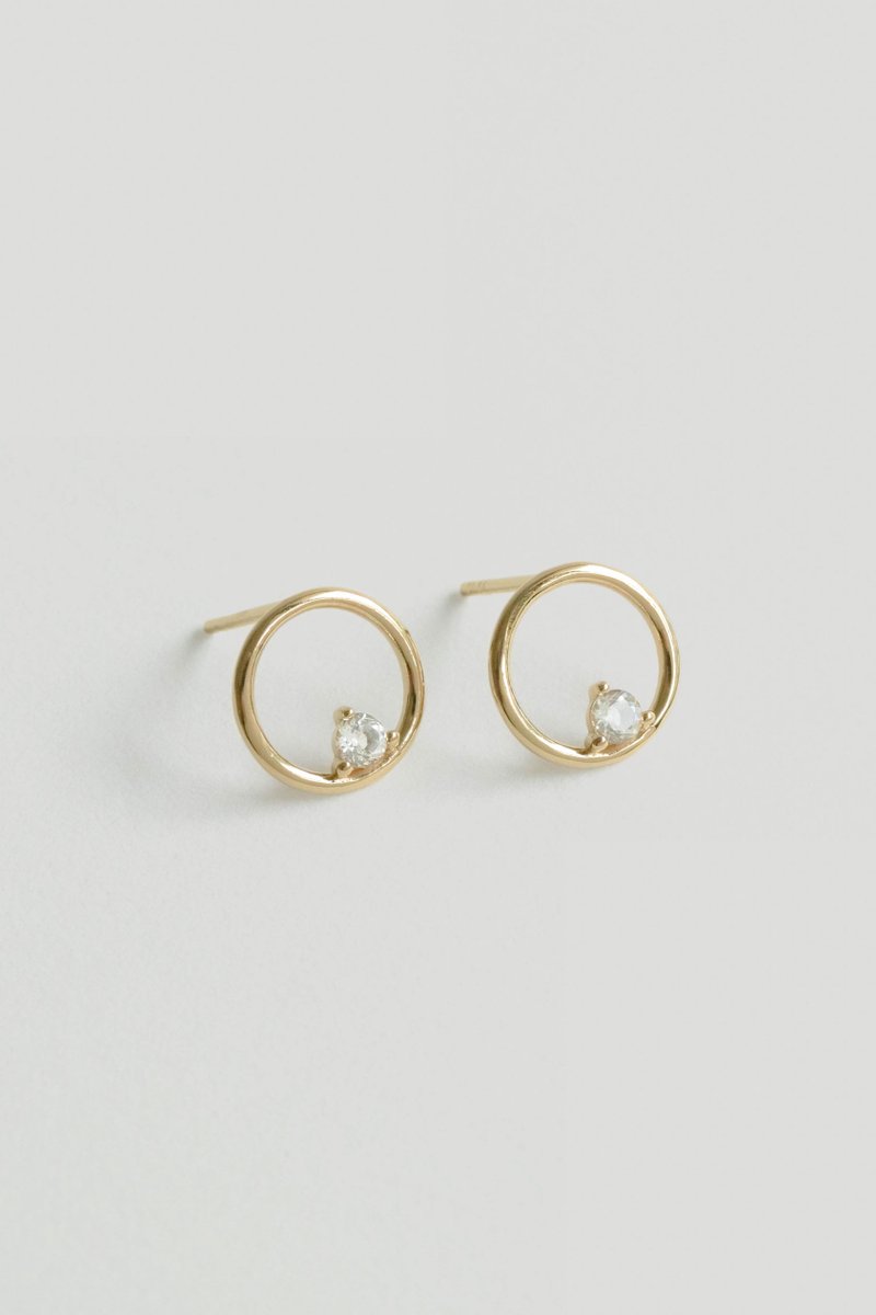 Bri Gold Ear Studs with White Topaz