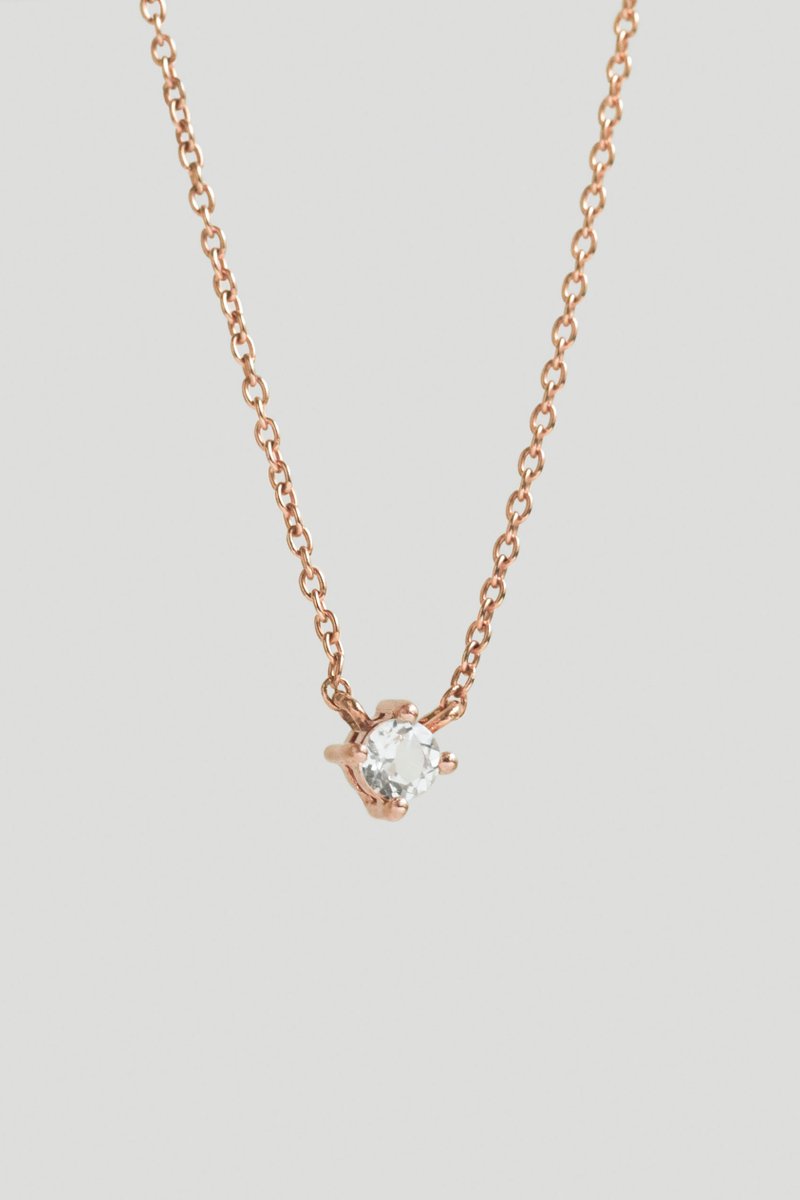 Dew Rose Gold Necklace with White Topaz