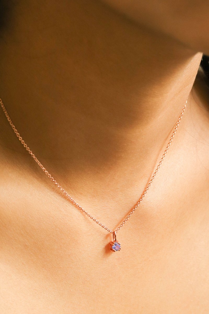 Dime Rose Gold Necklace with Tanzanite