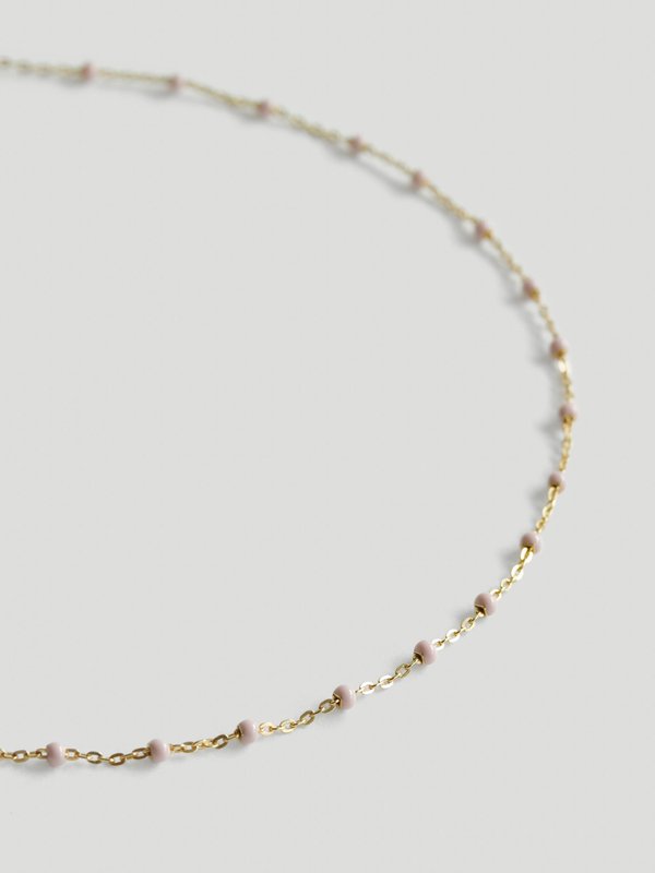 Olivia Necklace - Baby Pink Enamel in Champagne Gold