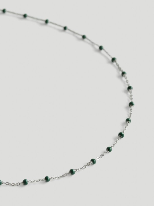 Olivia Necklace - Forest Green Enamel in Silver