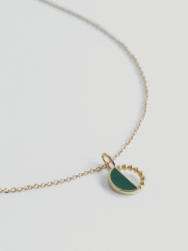 Ophelia Necklace - Forest Green Enamel in Champagne Gold