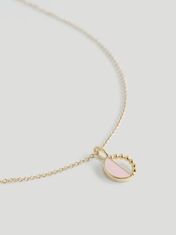 Ophelia Necklace - Baby Pink Enamel in Champagne Gold