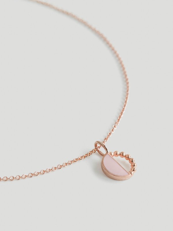 Ophelia Necklace - Baby Pink Enamel in Rose Gold