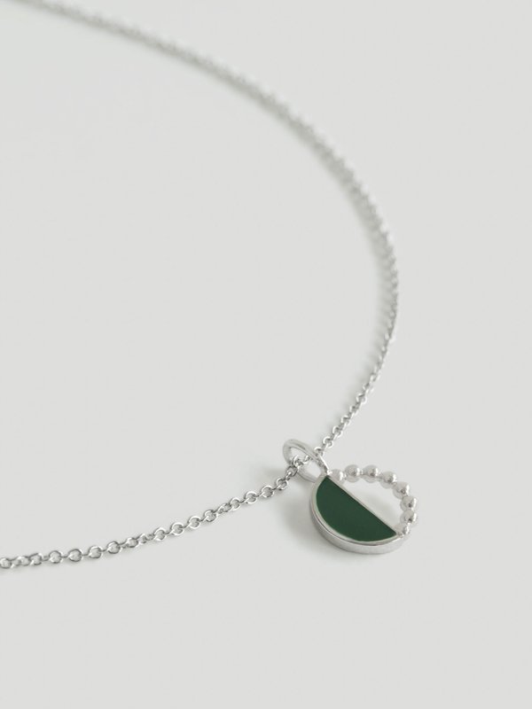 Ophelia Necklace - Forest Green Enamel in Silver