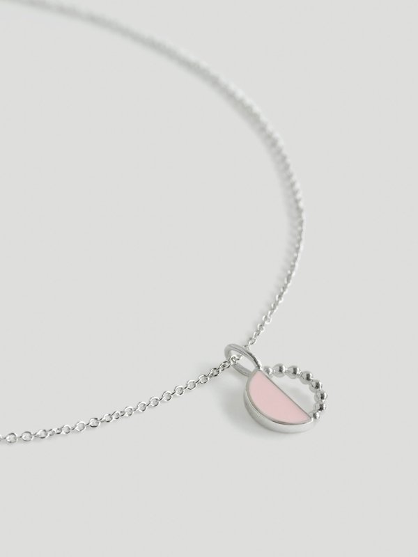 Ophelia Necklace - Baby Pink Enamel in Silver