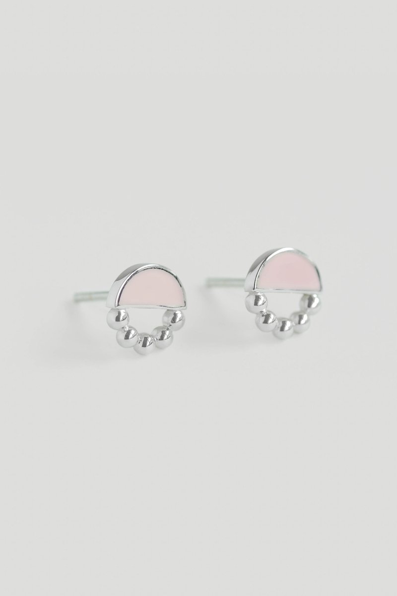 Ophelia Silver Ear Studs with Baby Pink Enamel