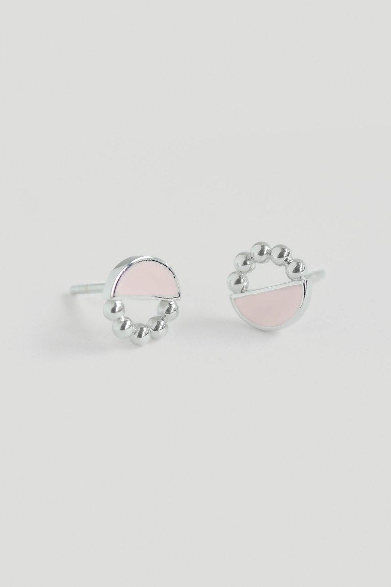 Ophelia Silver Ear Studs with Baby Pink Enamel