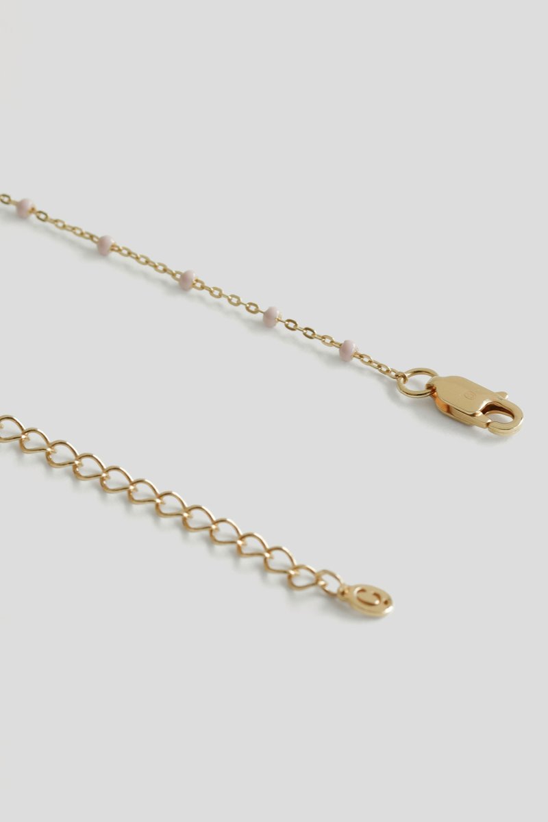 Olivia Gold Necklace with Baby Pink Enamel