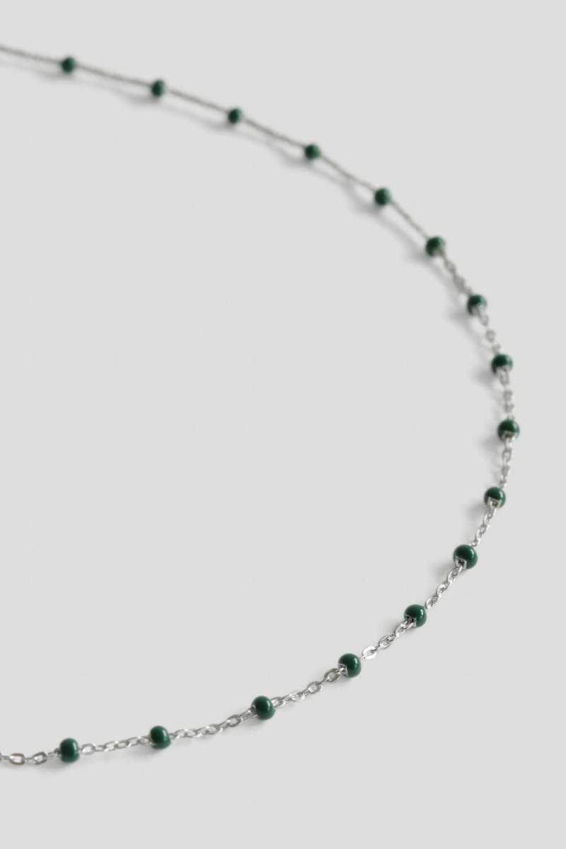 Olivia Silver Necklace with Forest Green Enamel