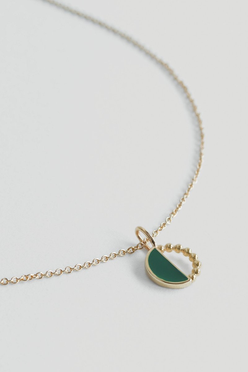 Ophelia Gold Necklace in Forest Green Enamel