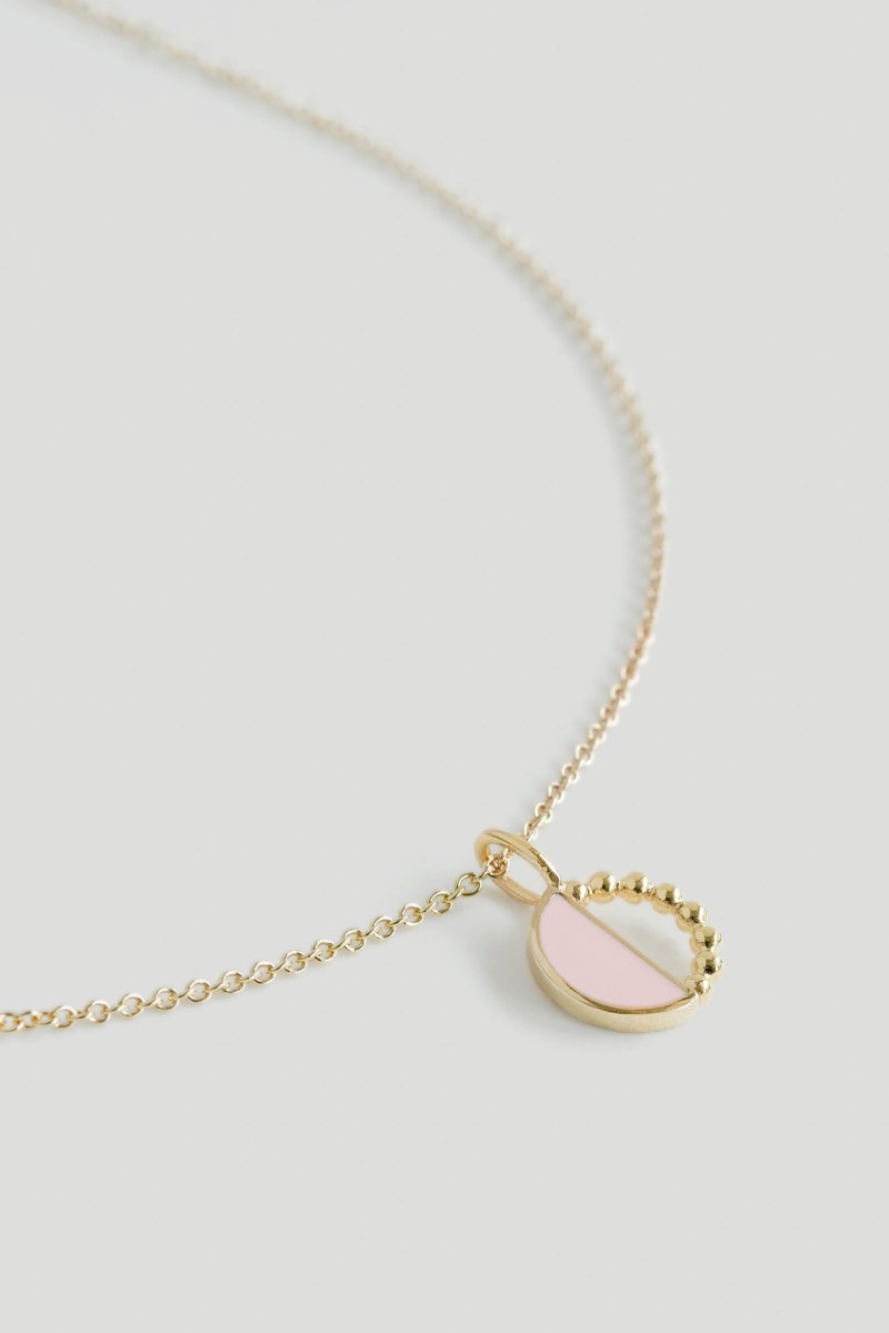Ophelia Gold Necklace with Baby Pink Enamel