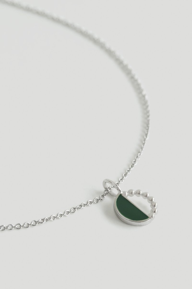 Ophelia Silver Necklace in Forest Green Enamel