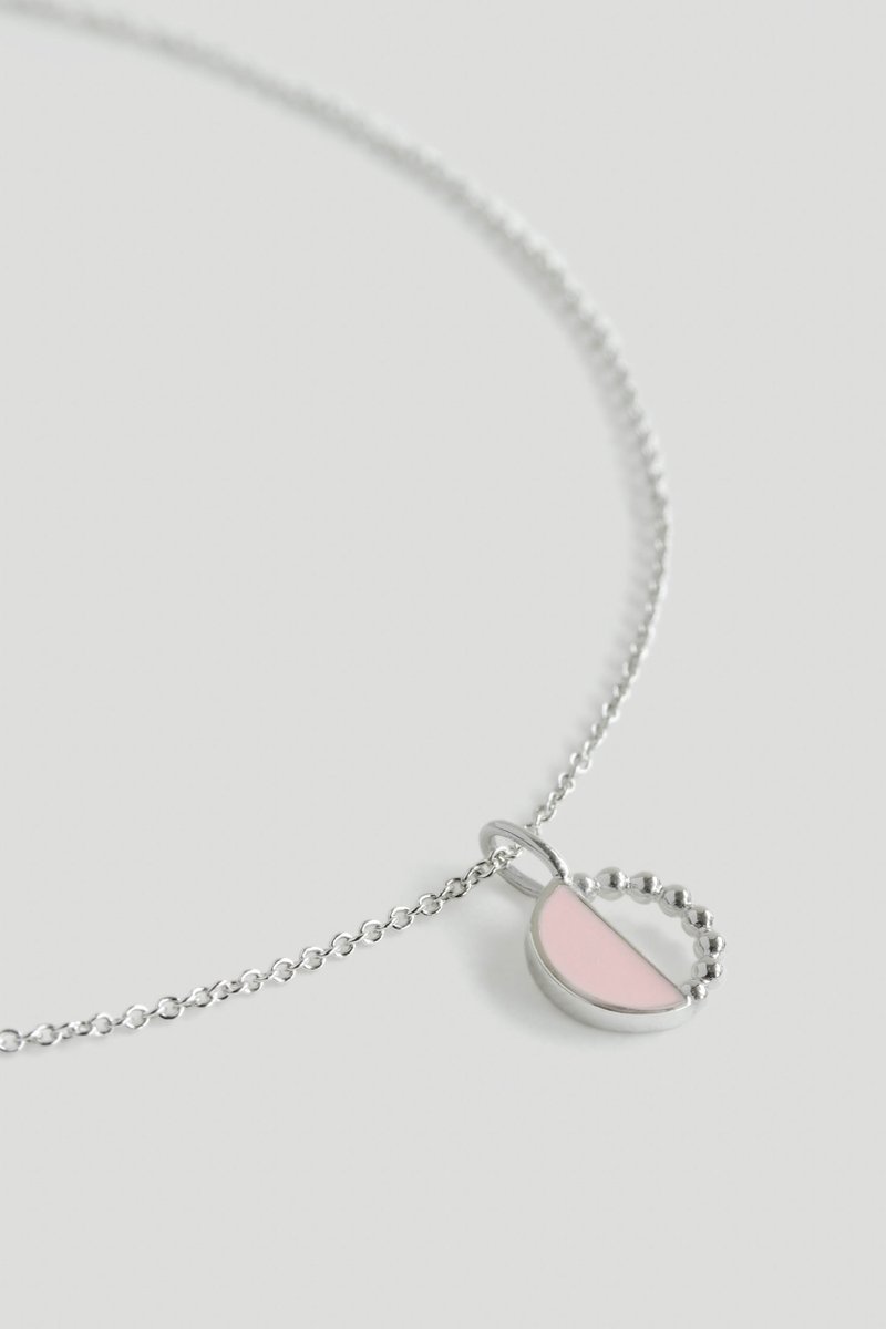 Ophelia Silver Necklace with Baby Pink Enamel